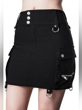 Killstar Black Cargo Mini Skirt